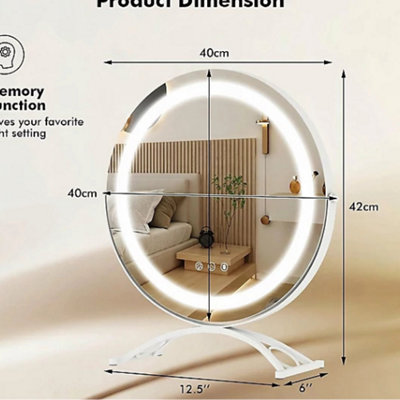 LED Vanity Mirror 40cm 3 Light Modes Touch Control White
