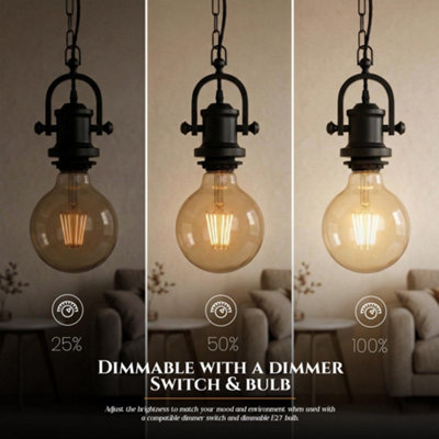 Vintage Ceiling Pendant Light Fitting Kit – E27 Lampholder, 100cm Adjustable Wire, Aluminum Canopy, Retro Decor (Gold Finish)