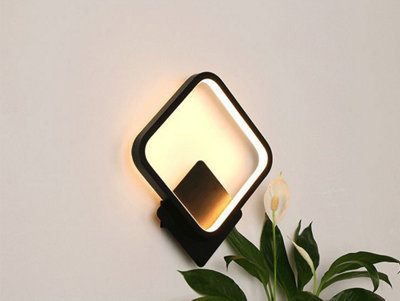 LED Wall Lamp Bedroom Light Nordic Modern Black Aluminum 25x30cm