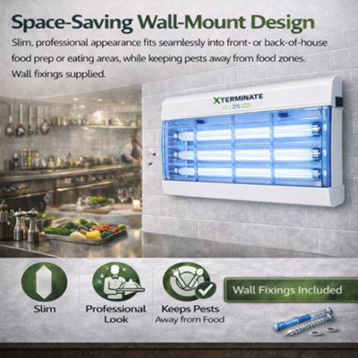 LED Wall Mounted Sticky Fly Trap Killer Glue Board Unit Electric 21W ...