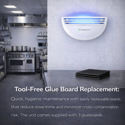LED Wall Mounted Sticky Fly Trap Killer Glue Board Unit Electric 7W ...