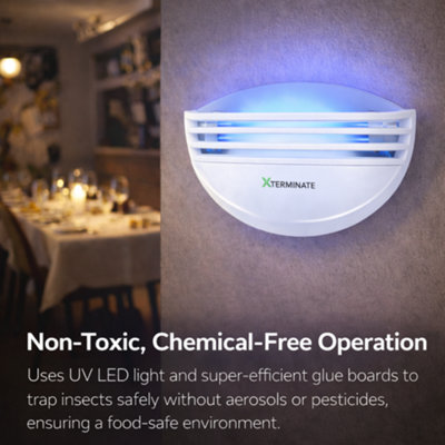 LED Wall Mounted Sticky Fly Trap Killer XL Glue Board Unit Electric 12W ...