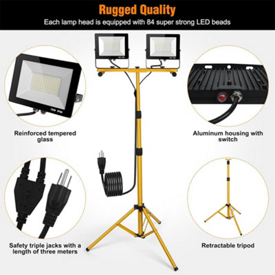 LED Work Light 2x50W Twin Site Lights IP66 Tripod Flood Portable ...