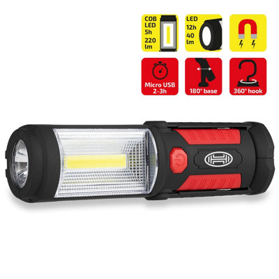 LED Work Light COB LED Lamp Torch USB Rechargeable Magnetic Clip ...