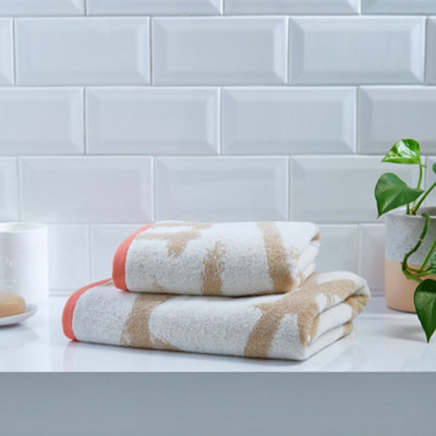 Leda Luxury 100% Cotton Natural Geo Jacquard Design Towel Price Comparisons | Compare The Build