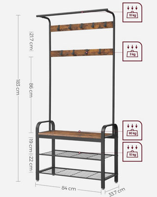 LEDREM Coat Rack, Hall Tree with Shoe Bench, Entryway Bench with Coat ...