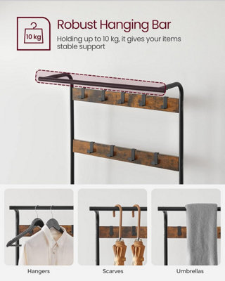 LEDREM Coat Rack, Hall Tree with Shoe Bench, Entryway Bench with Coat ...