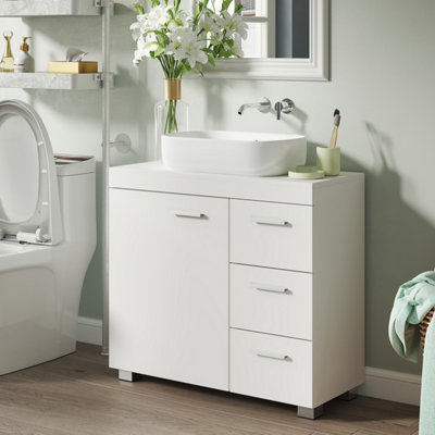 LEDREM Under Sink Bathroom Cabinet, Freestanding Storage Unit with 3 ...