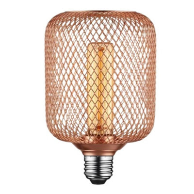 Ledsone E27 5W LED Decorative Cylinder Bulb Rose Gold Metal Cage ...