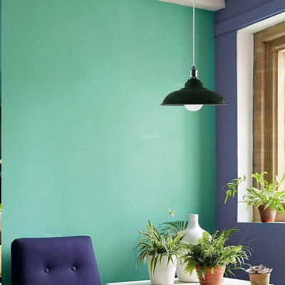 LEDSone Industrial Style Pendant light Green and Chrome Ceiling Light with Shade