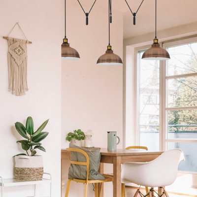 LEDSone Modern Curvy Copper Spider 2m Pendant Light 3 Arm Ceiling ...