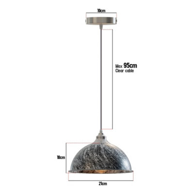 LEDSone Pendant Light Round shape Brushed Silver  Vintage E27  with Bulb for Dining Room Bar or Restaurant