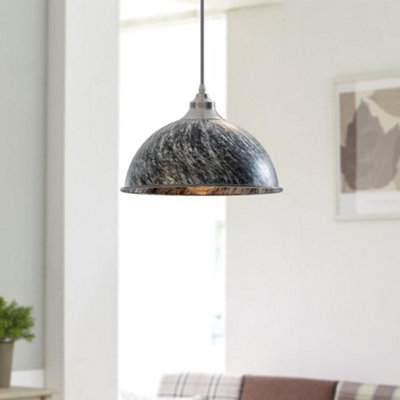 LEDSone Pendant Light Round shape Brushed Silver  Vintage E27  with Bulb for Dining Room Bar or Restaurant