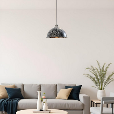 LEDSone Pendant Light Round shape Brushed Silver  Vintage E27  with Bulb for Dining Room Bar or Restaurant