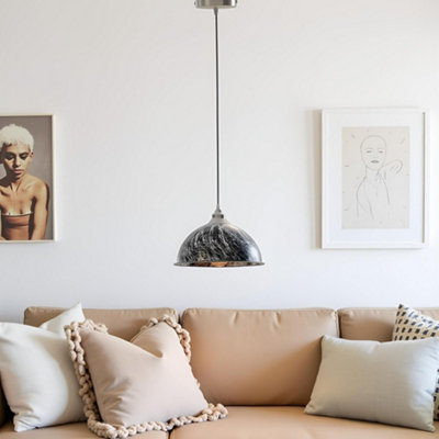 LEDSone Pendant Light Round shape Brushed Silver  Vintage E27  with Bulb for Dining Room Bar or Restaurant
