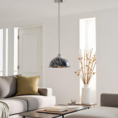 LEDSone Pendant Light Round shape Brushed Silver  Vintage E27  with Bulb for Dining Room Bar or Restaurant