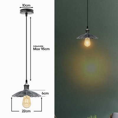 LEDSone Vintage Industrial Single Hanging Metal Ceiling Light E27 Base ...