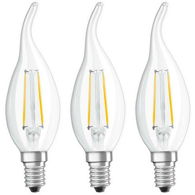 Ledvance LED Candle 4W E14 Flame Tip Performance Class Warm White Clear (3 Pack)