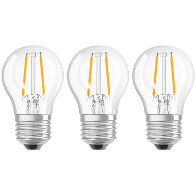 Ledvance LED Golfball 4.8W E27 Dimmable Performance Class Warm White Clear (3 Pack)