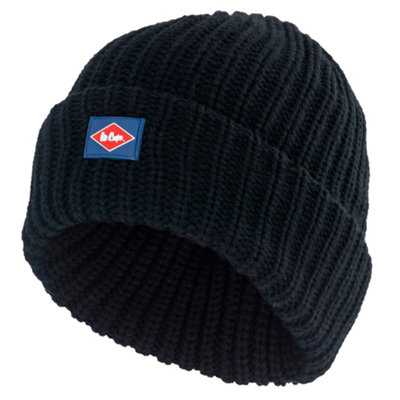 Lee Cooper Workwear Chunky Knit Beanie Hat, Black, One Size