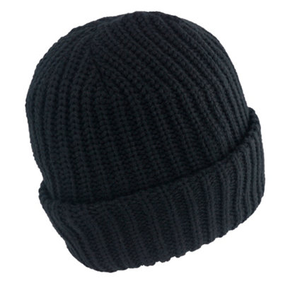 Lee Cooper Workwear Chunky Knit Beanie Hat, Black, One Size