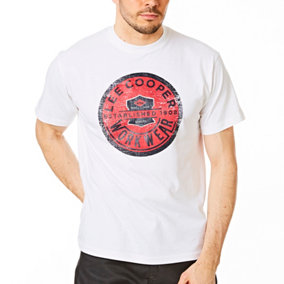 Lee Cooper Workwear Graphic Print Cotton T-Shirt, White, M