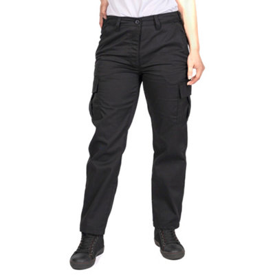 Lee Cooper Workwear Ladies Classic Cargo Work Trouser, Black, 12 (28" Short Leg)