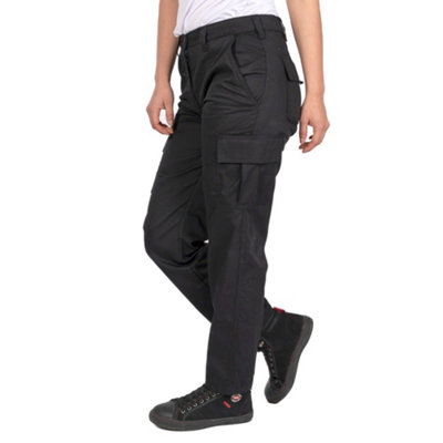 Lee Cooper Workwear Ladies Classic Cargo Work Trouser, Black, 12 (28" Short Leg)