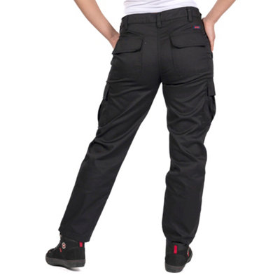 Lee Cooper Workwear Ladies Classic Cargo Work Trouser, Black, 12 (28" Short Leg)