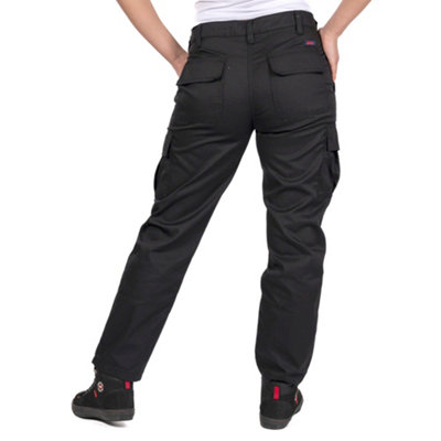 Lee Cooper Workwear Ladies Classic Cargo Work Trouser, Black, 18 (28" Short Leg)