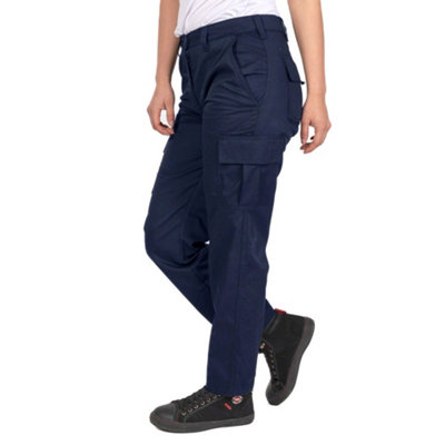 Lee Cooper Workwear Ladies Classic Cargo Work Trouser, Navy, 14 (28" Short Leg)