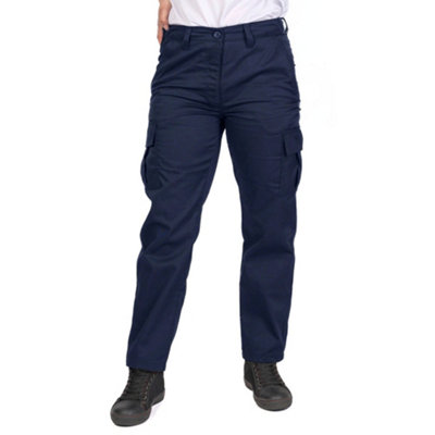 Lee Cooper Workwear Ladies Classic Cargo Work Trouser, Navy, 14 (28" Short Leg)