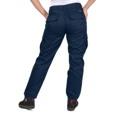 Lee Cooper Workwear Ladies Classic Cargo Work Trouser, Navy, 14 (28" Short Leg)
