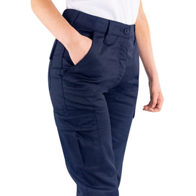Lee Cooper Workwear Ladies Classic Cargo Work Trouser, Navy, 14 (28" Short Leg)
