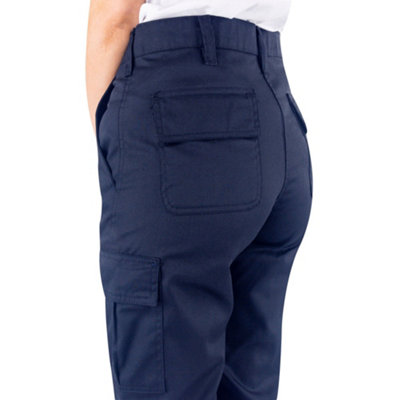 Lee Cooper Workwear Ladies Classic Cargo Work Trouser, Navy, 14 (28" Short Leg)