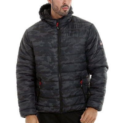 Lee Cooper Workwear Mens Camo Showerproof Windproof Padded Jacket Camo 2XL DIY at B Q