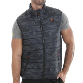 Lee Cooper Workwear Mens Camo Windproof Padded Vest, Camo, 2XL