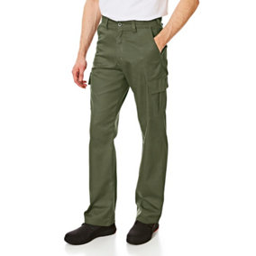 Lee Cooper Workwear Mens Classic Cargo Work Trousers, Khaki, 34W (29" Short Leg)