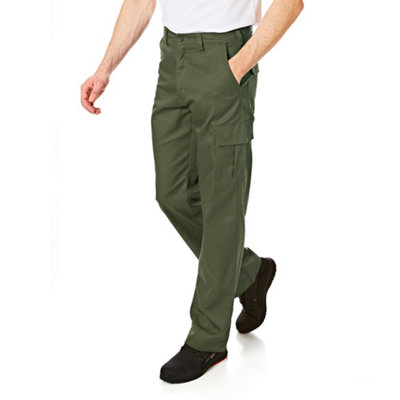 Lee Cooper Workwear Mens Classic Cargo Work Trousers, Khaki, 34W (29" Short Leg)