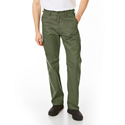 Lee Cooper Workwear Mens Classic Cargo Work Trousers, Khaki, 34W (29" Short Leg)