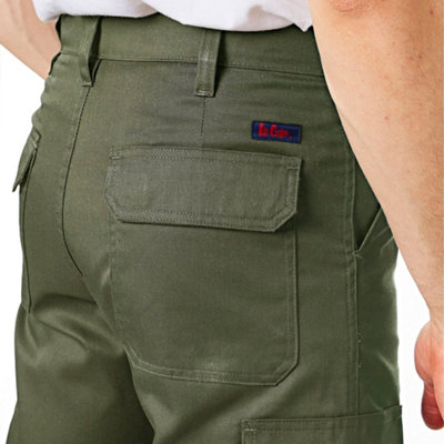 Lee Cooper Workwear Mens Classic Cargo Work Trousers, Khaki, 34W (29" Short Leg)