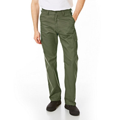 Lee Cooper Workwear Mens Classic Cargo Work Trousers, Khaki, 36W (29" Short Leg)