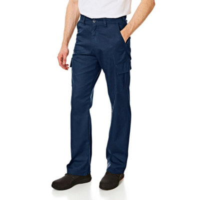 Lee Cooper Workwear Mens Classic Cargo Work Trousers, Navy, 30W (29" Short Leg)