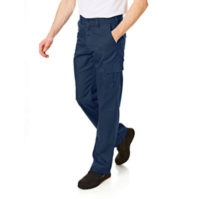 Lee Cooper Workwear Mens Classic Cargo Work Trousers, Navy, 34W (29" Short Leg)