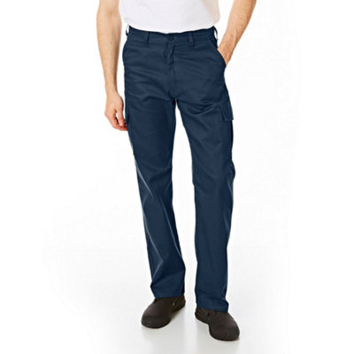 Lee Cooper Workwear Mens Classic Cargo Work Trousers, Navy, 36W (29" Short Leg)