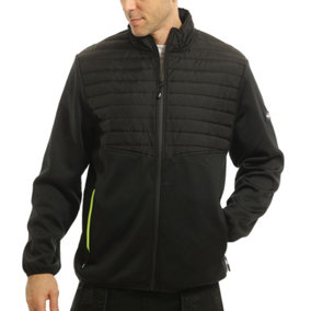 Lee Cooper Workwear Mens Fleece Body & Sleeves Padded Work Jacket, Black/Black, M