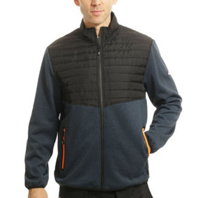 Lee Cooper Workwear Mens Fleece Body & Sleeves Padded Work Jacket, Black/Blue Marl, 2XL