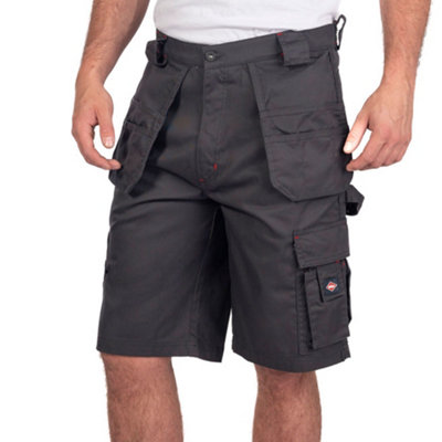 Lee Cooper Workwear Mens Holster Pocket Cargo Shorts, Grey, 32W