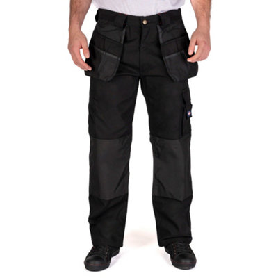 Lee Cooper Workwear Mens Holster Work Cargo Trousers, Black, 34W (31" Reg Leg)