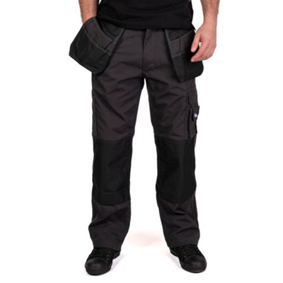 Lee Cooper Workwear Mens Holster Work Cargo Trousers, Grey/Black, 34W (33" Long Leg)